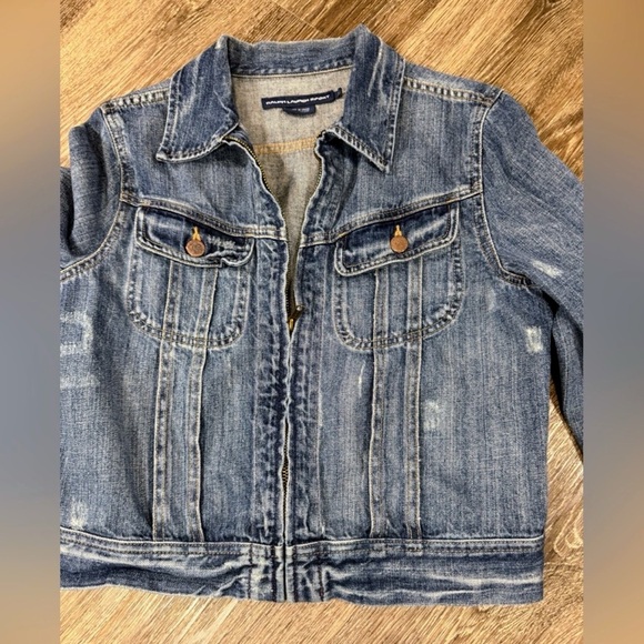 Ralph Lauren Jacket Women’s S Blue Denim Zip‎ Front Trucker Cropped Y2K Preppy - Picture 2 of 7
